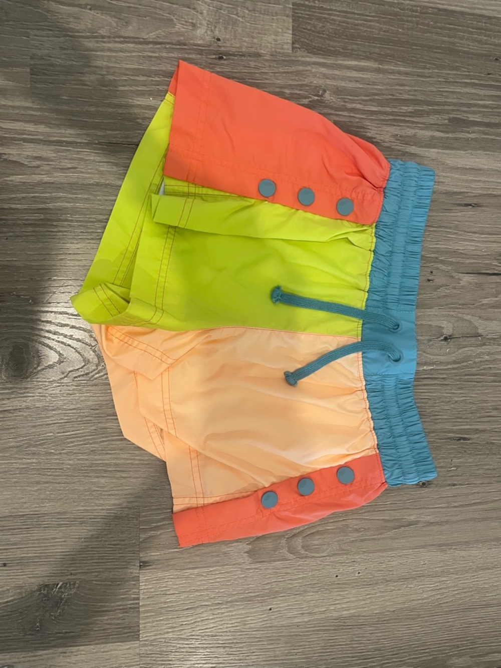 Women’s Colorblock Hiking and Athletic Shorts - Neon Green, Coral & Sky Blue